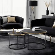 Zestaw Stolików Kawowych ARON 70 cm/50 cm Czarny Marmur Glamour