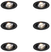 Set van 6 inbouwspots zwart kantelbaar 8,2cm incl. LED dim to IP54 ultra slim - Pupil Nowoczesny Oswietlenie wewnetrzne
