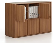 Szafa biurowa FRAME, niska, 6x drzwi, 1299 x 450 x 881 mm, PUSH-lock, orzech