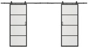 Drzwi przesuwne podwójne naścienne - aluminium i przezroczyste szkło hartowane - 2 x wys. 205 x szer. 63 cm - SINCA II