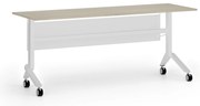 Mobilny stół PRIMO MOVE, 180x60 cm, biała podstawa, dąb naturalny