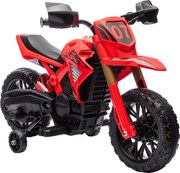 AIYAPLAY Motocykl Elektryczny dla Dzieci, Napęd 6V, Kółka Boczne, Klakson, Dźwięk Startu, 3-8 Lat, Czerwony