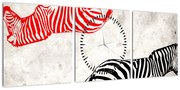 Obraz - Zebry (z zegarem) (90x30 cm)