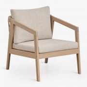 Fotel Ogrodowy Z Drewna Akacjowego I Plecionego Sznurka Kaela Jasny Akacjowy Brąz & Tkaniny Piaskowy Brąz - Sklum