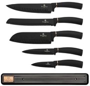 5 czarnych noży z paskiem magnetycznym B4-F55