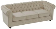 Kanapa 3-osobowa z beżowego weluru - CHESTERFIELD