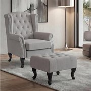 Fotel relaksacyjny Oxford,  szary z otomaną