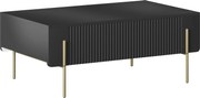 Stolik kawowy Malmi 100 cm z szufladami - czarny mat / złote nóżki