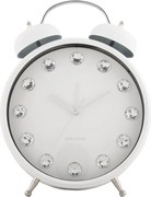 Karlsson 6019WH designerski zegar stołowy/budzik biały, śr. 30 cm