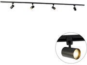 Nowoczesny system oświetlenia szynowego z 4 reflektorami czarny 1-fazowy - Iconic Yade Nowoczesny Oswietlenie wewnetrzne