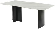 Stół do jadalni dla 8 osób z ceramiki i MDF - Efekt białego marmuru i czarny - SINAN