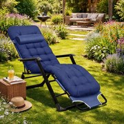 Leżak ogrodowy rozkładany Tossa DC01-BK-BU, poduszka niebieska, stelaż czarny