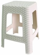 Ogrodowy taboret do sztaplowania Ratan, 45 x 35,5 x 35,5 cm, biały