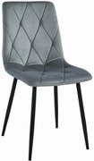 Welurowe szare metalowe krzesło tapicerowane D2-E87