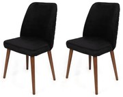 Zestaw krzeseł do jadalni Tutku Black and Walnut, 2 szt.