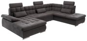 Antracytowy rozkładany narożnik ze schowkiem (prawostronny/w kształcie litery U) Merkur – Ropez