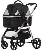 Outsunny Wózek dla Psa 2w1 Składany z Poduszką 1 Kosz Czarny do 20kg | Aosom PL