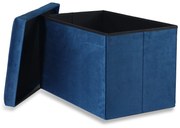 Pufa składana XL z guzikami, podwójna, schowek - 60x38x38cm aksamit granat