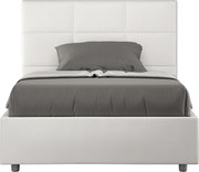 Łóżko wyposażone w stelaż z listwami z pojemnikiem tapicerowane 120x190 sztucznej skóry biały Mika