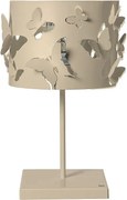 Lampa stołowa Farfallosa 20x20x37 cm z perforowanego żelaza, motywy motyli, dekoracyjny efekt światła, E27, made in Italy, kremowa