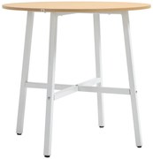 HOMCOM Stół jadalny okrągły styl industrialny drewno naturalne biały stabilny do 60 kg Ø80x76 cm | Aosom PL