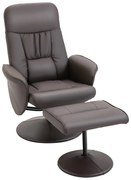 HOMCOM Zestaw foteli 2 częściowy, fotel z podnóżkiem, fotel relaksacyjny z podnóżkiem, regulowane wysokości, nachylane oparcie, brązowy