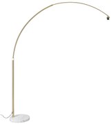 Lampa łukowa mosiądz z białą marmurową podstawą regulowana - XXL