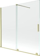 Mexen Velar parawan nawannowy 2-skrzydłowy rozsuwany 160 x 150 cm, transparent, złoty szczotkowany - 896-160-000-01-55