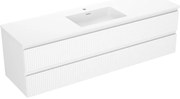 Mexen Rivel szafka łazienkowa 160 cm z umywalką Otis, 2 szuflady, ryflowana , biała mat - 91A20-16047-2-BFF01-W18M01