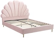 Łóżko muszelka 140 x 190 cm - Welur - Różowy - LIVAYA