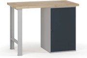 Stół warsztatowy G7, blat bukowy, 1200 x 685 x 840 mm, 1x szafka, grafitowy