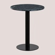 Okrągły Stolik Barowy Ø60 Cm Z Marmuru Rocher Zielony Marmur Big Flower & Czarny - Sklum