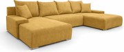 Narożnik, Sofa w kształcie U, tkanina sztruksowa Poso, Żółty, Livorno U