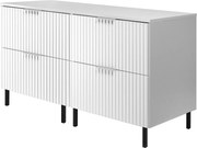 Szafka pod umywalkę, biała, 120 (2 x 60) x 77 x 46 cm, uchwyt srebrny, nogi czarne + Blat