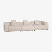 Modułowa Sofa 3-częściowa (↔︎375 Cm) Z Wysokim Podłokietnikiem Bruna Sztruksu Beżowy Len - Sklum