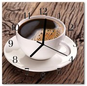 Zegar szklany kwadratowy Kawa