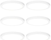 Zestaw 6 reflektorów wpuszczanych lub natynkowych biały 30 cm z LED z 3-stopniową regulacją barwy światła - Trans