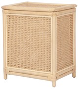 Kosz na pranie z rattanu z wykończeniem plecionkowym i pokrywą – dł. 45 × szer. 33 × wys. 56 cm – naturalny – CALYMA