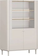 Witryna Elivo 100 cm dwudrzwiowa na nóżkach - kaszmir / dąb olejowany