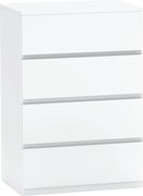 HOMCOM Komoda z 4 szufladami, biała, 55 x 33 x 80 cm, szafka biurowa z zabezpieczonymi uchwytami, do salonu i sypialni