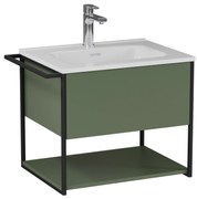 Szafka łazienkowa wisząca zielona loftowa 60 x 45 cm z umywalką z otworem VALO