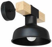 Kinkiet czarny, drewno, pojedynczy FARO BLACK/NATURAL WOOD 1xE27 60W