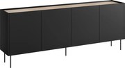 Komoda Desin 220 cm czterodrzwiowa - czarny mat / dąb nagano