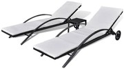 Komplet czarnych leżaków ogrodowych R0-M84
