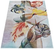 Nowoczesny wielobarwny dywan z motywem liści L5-D10