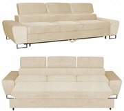 Sofa kanapa 3 os rozkładana z f. spania Bosso Family meble beżowy welur