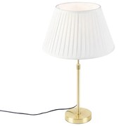 Lampa stołowa złota / mosiężna z plisowanym kloszem kremowym 35 cm - Parte