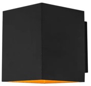 Designerska lampa ścienna czarna i złota prostokątna - Sola