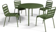Zestaw mebli ogrodowych jadalnianych - stół śr.110cm i 4 sztaplowane krzesła - Kaki - MIRMANDE