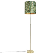 Lampa podłogowa regulowana złota/mosiądz klosz welurowy pawie oczka 40cm - Parte klasyczny/Antyczny Oswietlenie wewnetrzne
